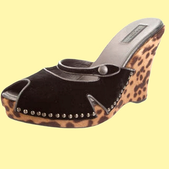 PRADA ✴️Animal Print/Calf Hair/Pony ✴️Platform Wedge Sandals/Slides Orig $675 - Picture 5 of 14
